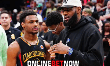 Lebron James Talking to Bronny James During Mcdonald's All-American Game