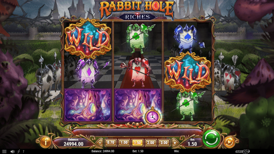 Rabbit Hole Riches slot showing the reels with wild symbols