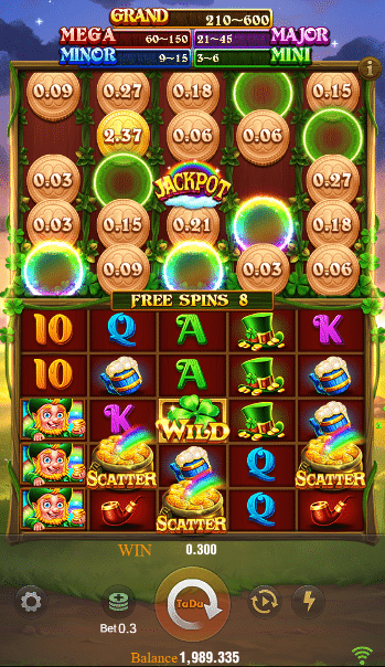 Elf Bingo slot reels showing the free spins bonus round
