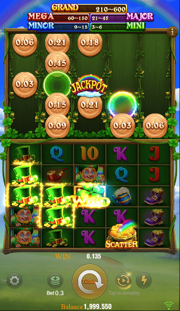 Elf Bingo slot reels showing multiple wilds and a pre-filled bingo board on top